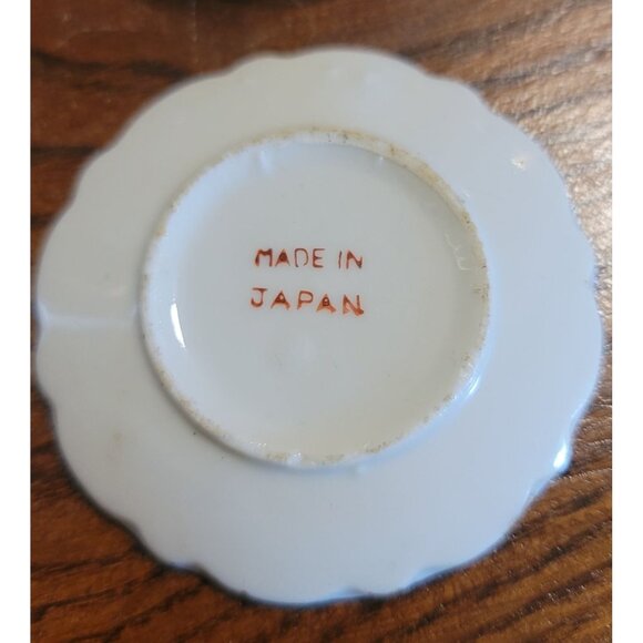 Made In Japan Porcelain Vintage Mini Tea Cup Saucer Set Rose Design Gold Trim - Picture 4 of 5
